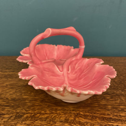 Vintage Pink Ceramic Leaves Dish SMALLS