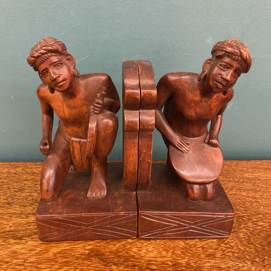 PAIR Carved Tribal Figures Bookends SMALLS