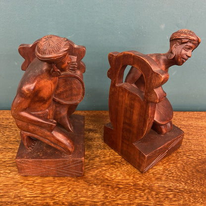 PAIR Carved Tribal Figures Bookends SMALLS