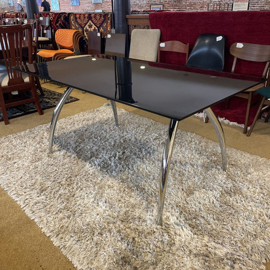 Callagaris Chrome and Dark Glass Rectangular Dining Table C DINING TABLES