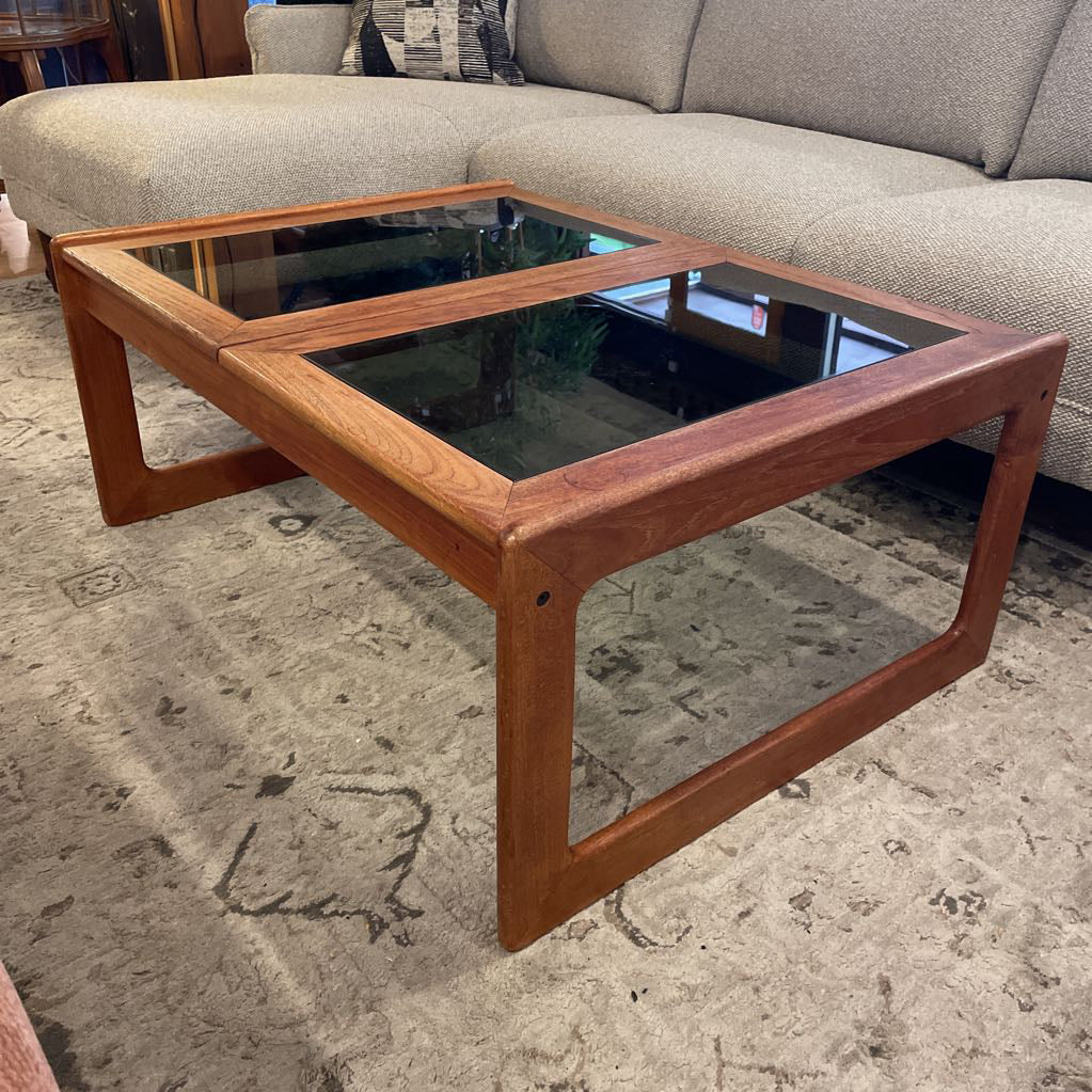 Double Smoked Glass Oak Coffee Table