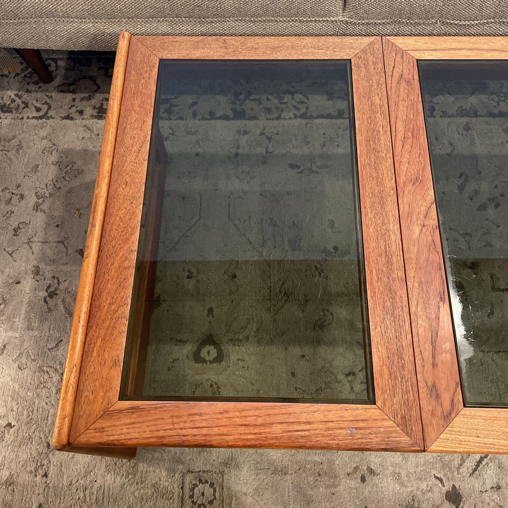 Double Smoked Glass Oak Coffee Table