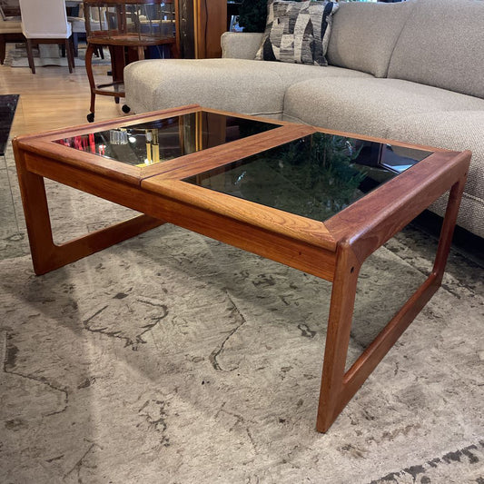 Double Smoked Glass Oak Coffee Table C COFFEE TABLES