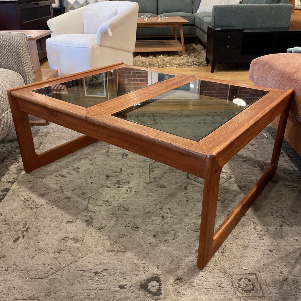 Double Smoked Glass Oak Coffee Table