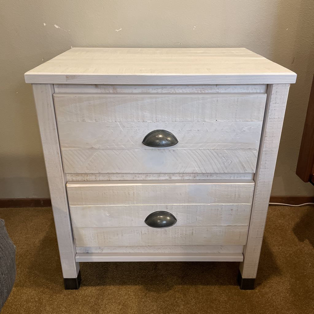 White Wood Rustic 2 Drawer Nightstand C NIGHTSTANDS