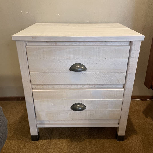 White Wood Rustic 2 Drawer Nightstand C NIGHTSTANDS