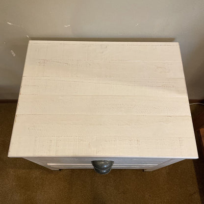 White Wood Rustic 2 Drawer Nightstand C NIGHTSTANDS