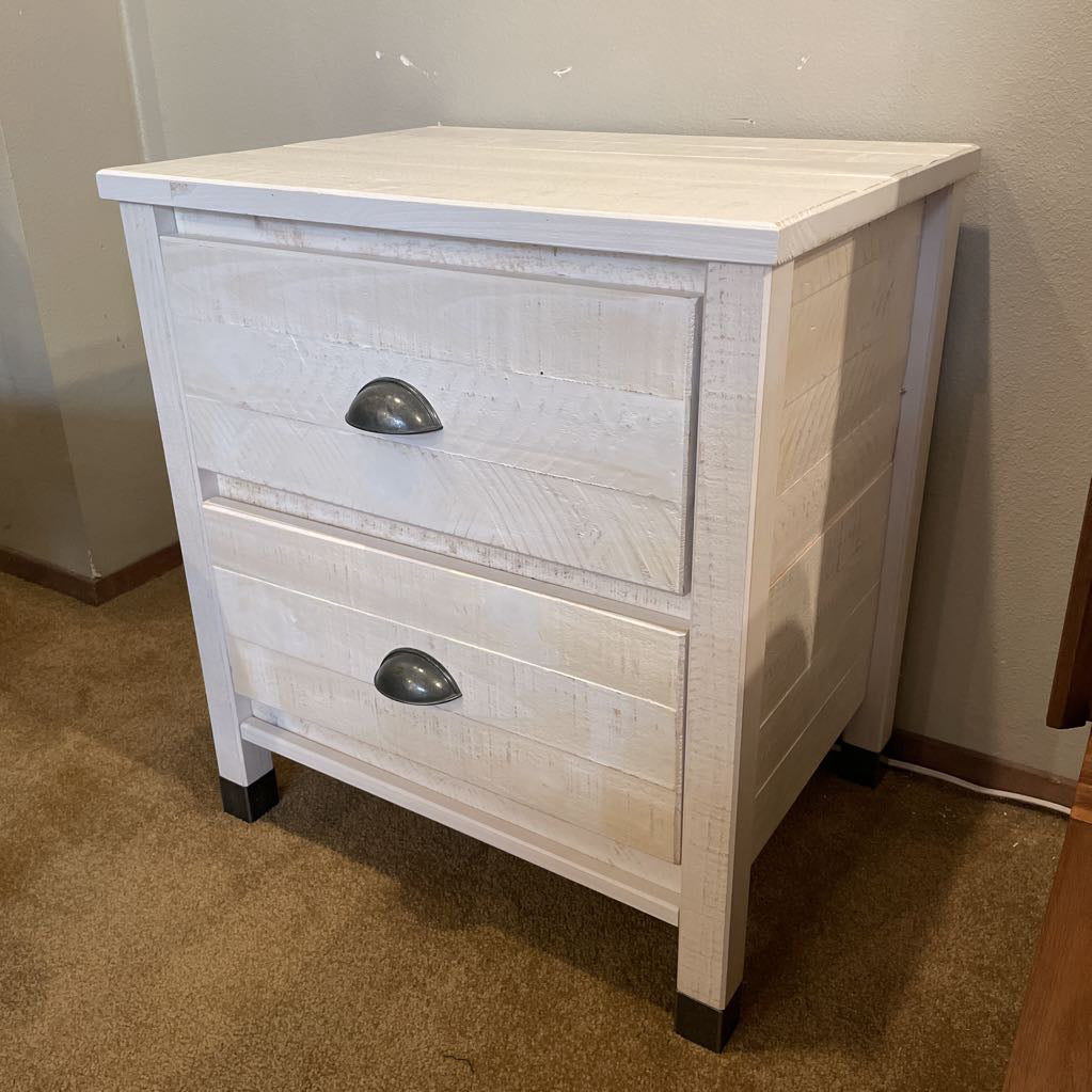 White Wood Rustic 2 Drawer Nightstand C NIGHTSTANDS