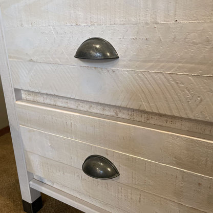 White Wood Rustic 2 Drawer Nightstand C NIGHTSTANDS