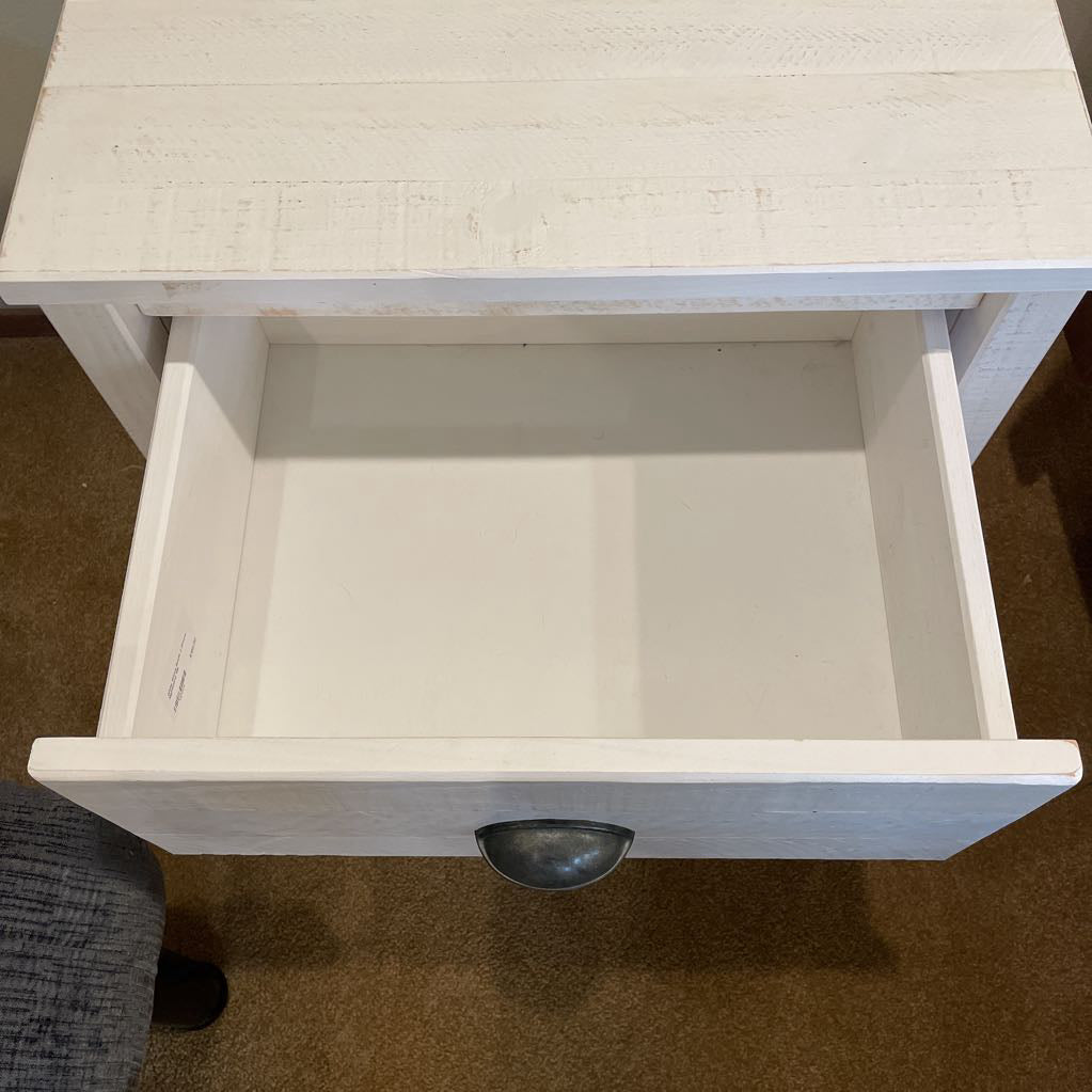 White Wood Rustic 2 Drawer Nightstand C NIGHTSTANDS