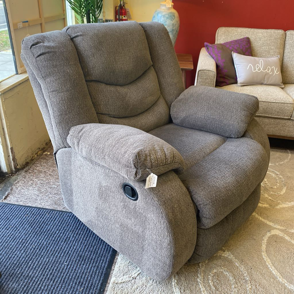 Taupe Pillow Arm Rocker Recliner