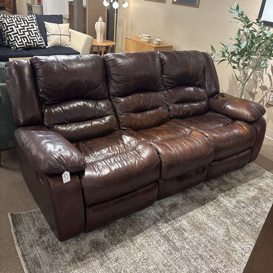 Brown Leather 3 Seat Recliner Sofa