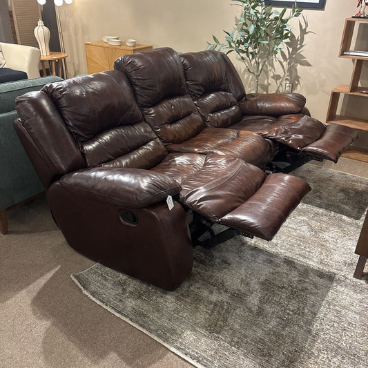 Brown Leather 3 Seat Recliner Sofa