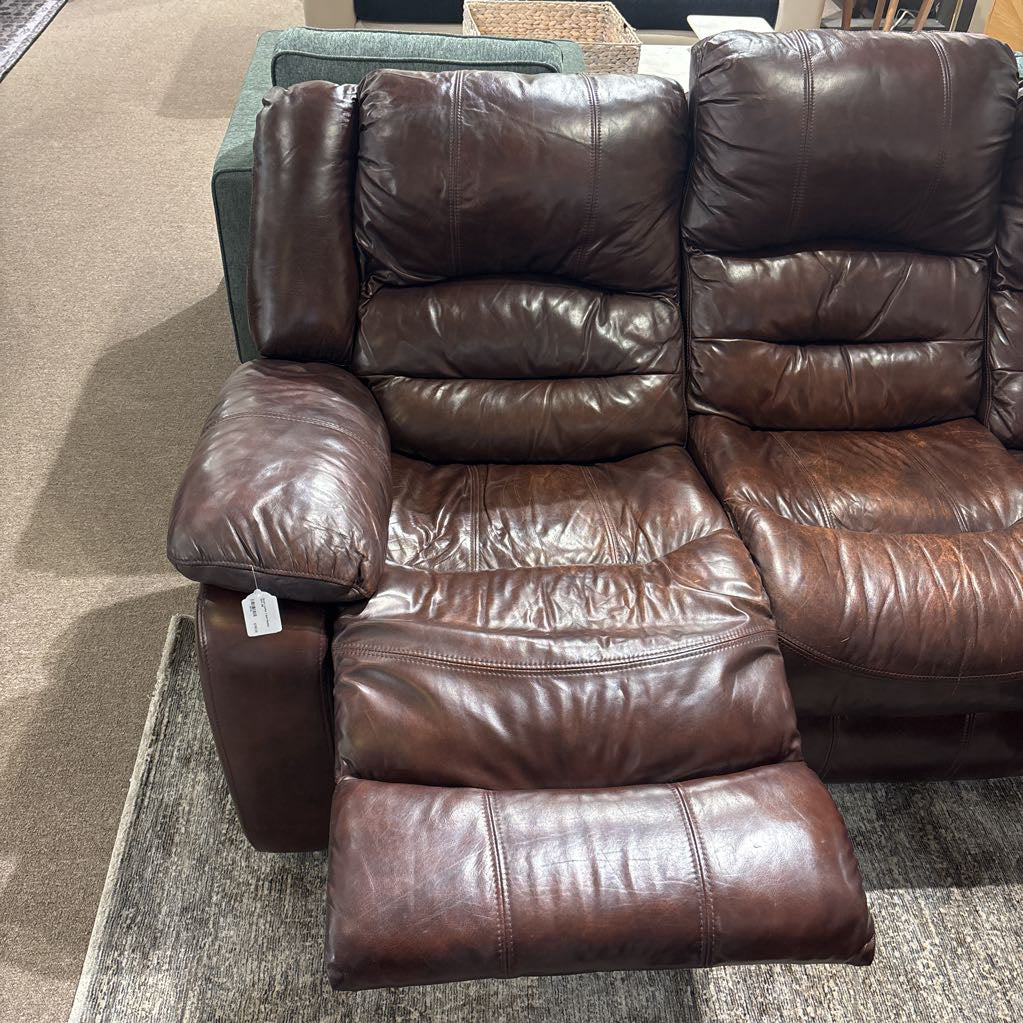 Brown Leather 3 Seat Recliner Sofa