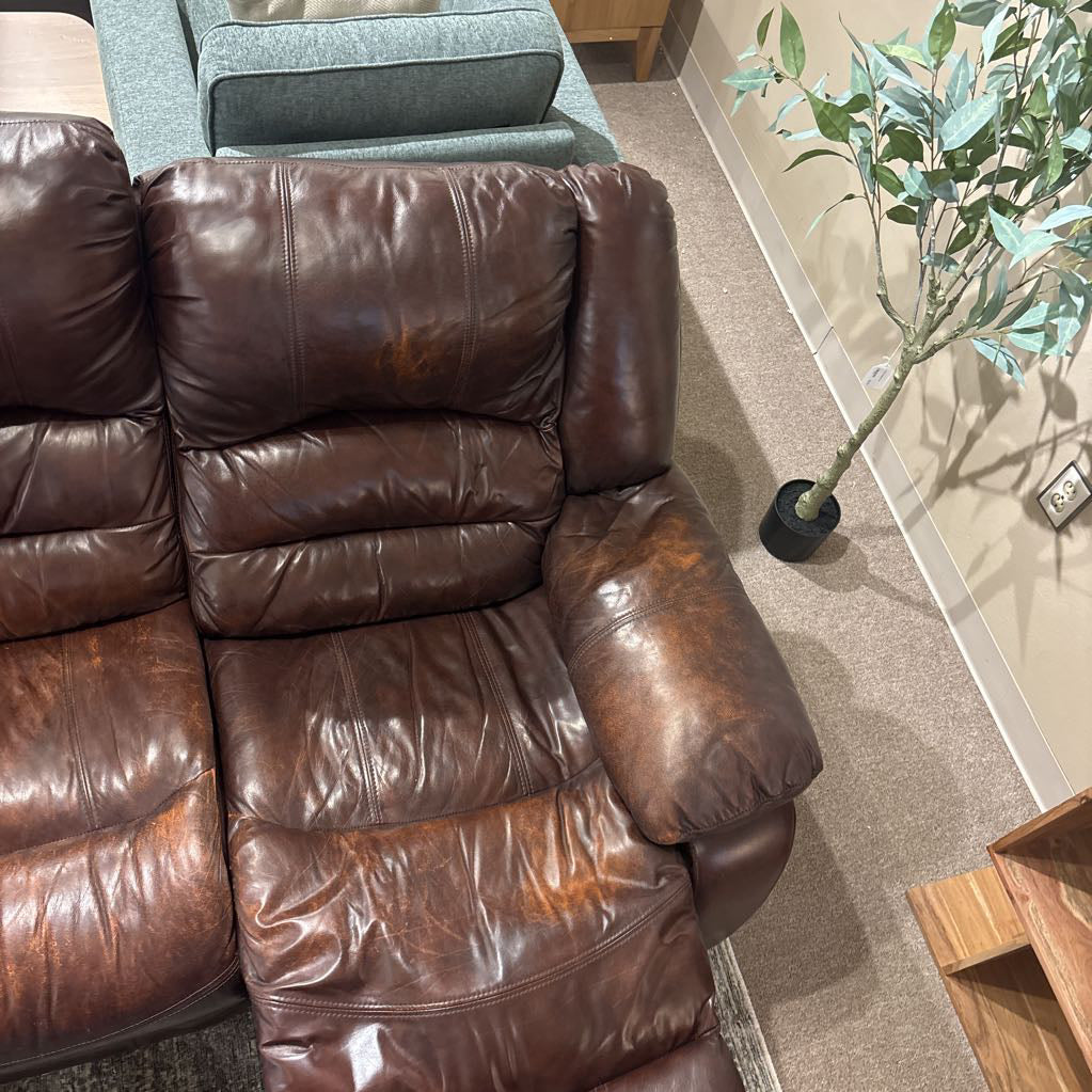 Brown Leather 3 Seat Recliner Sofa