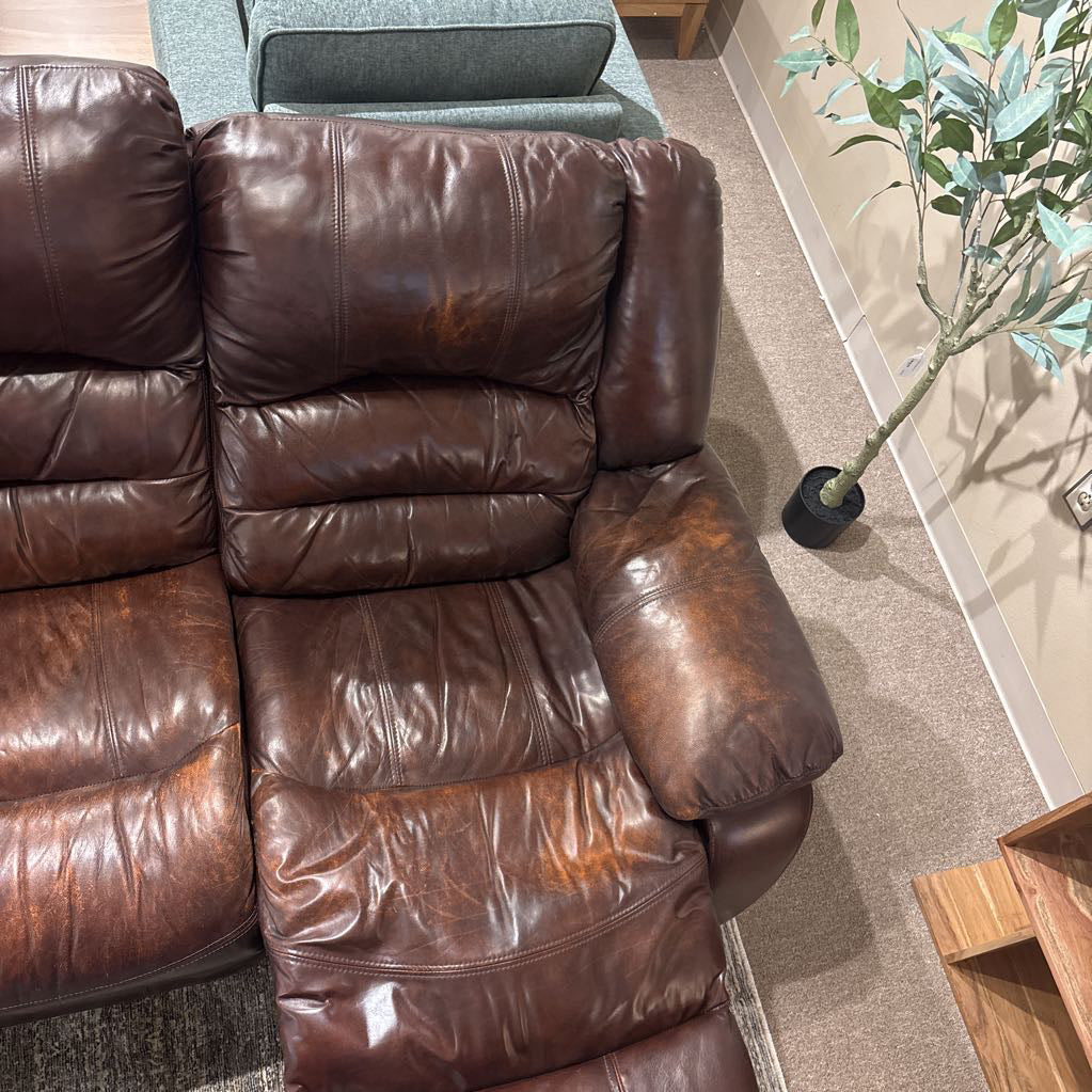 Brown Leather 3 Seat Recliner Sofa