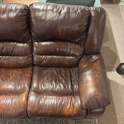 Brown Leather 3 Seat Recliner Sofa