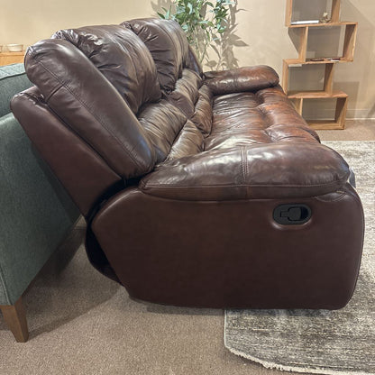 Brown Leather 3 Seat Recliner Sofa