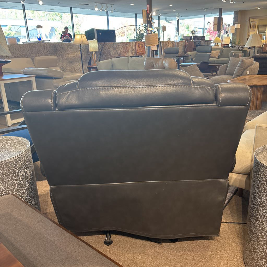 Grey Leather Power Recliner Chair