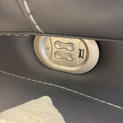 Grey Leather Power Recliner Chair