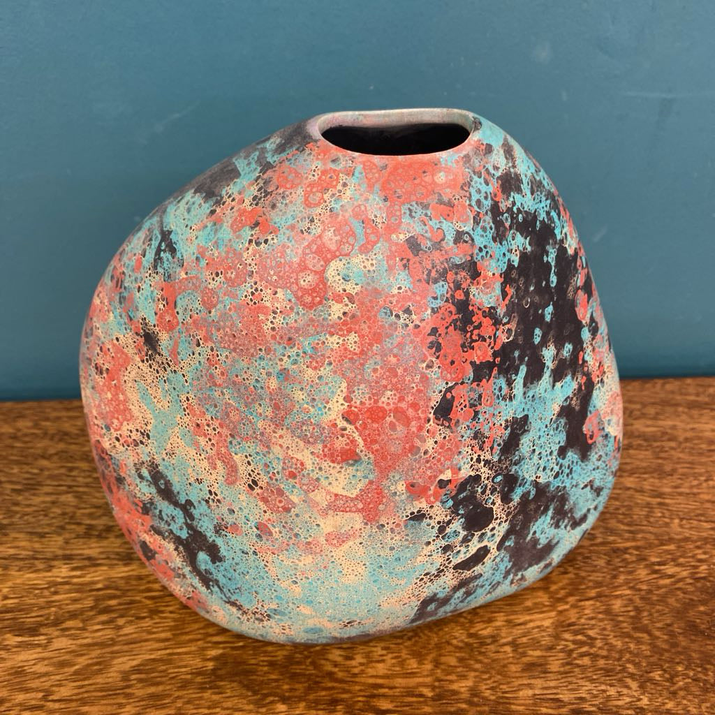 Signed Multicolor Splotches Asymmetric Vase SMALLS