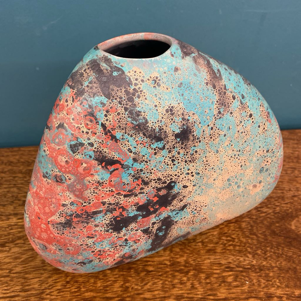 Signed Multicolor Splotches Asymmetric Vase SMALLS