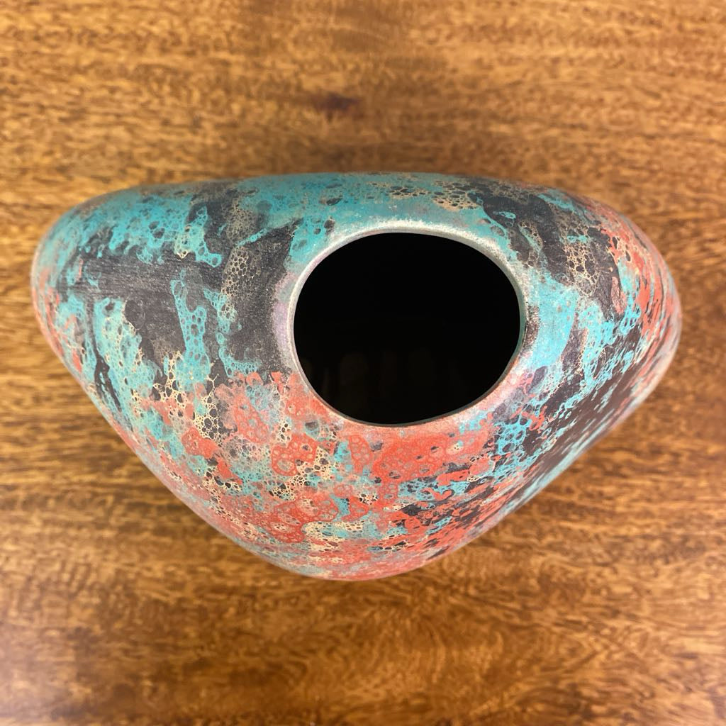 Signed Multicolor Splotches Asymmetric Vase SMALLS