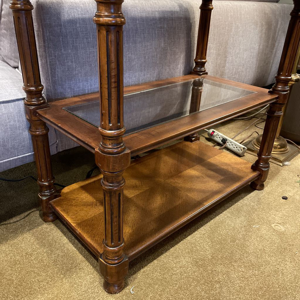 Wooden Bookshelf with Glass Inserts