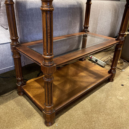 Wooden Bookshelf with Glass Inserts