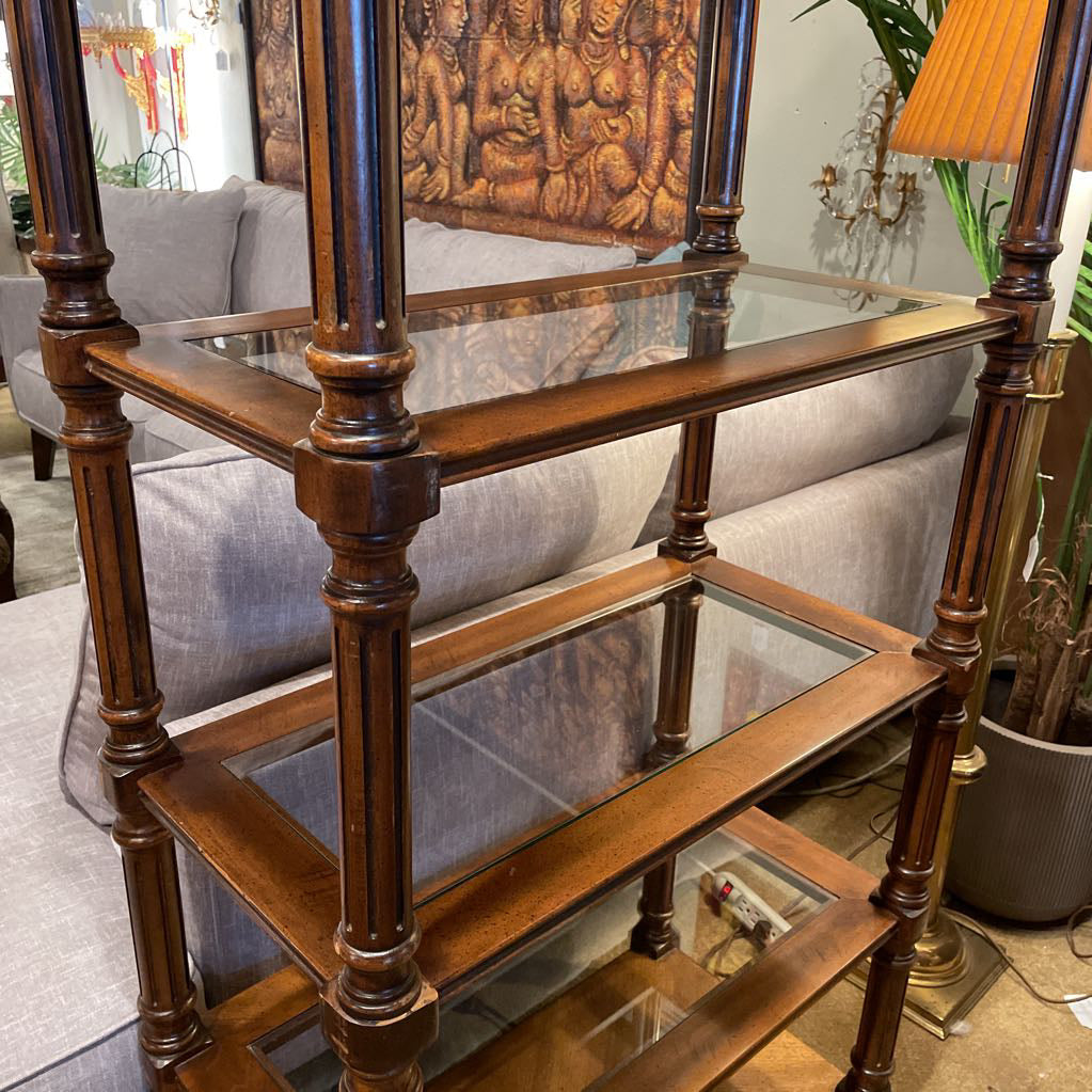 Wooden Bookshelf with Glass Inserts