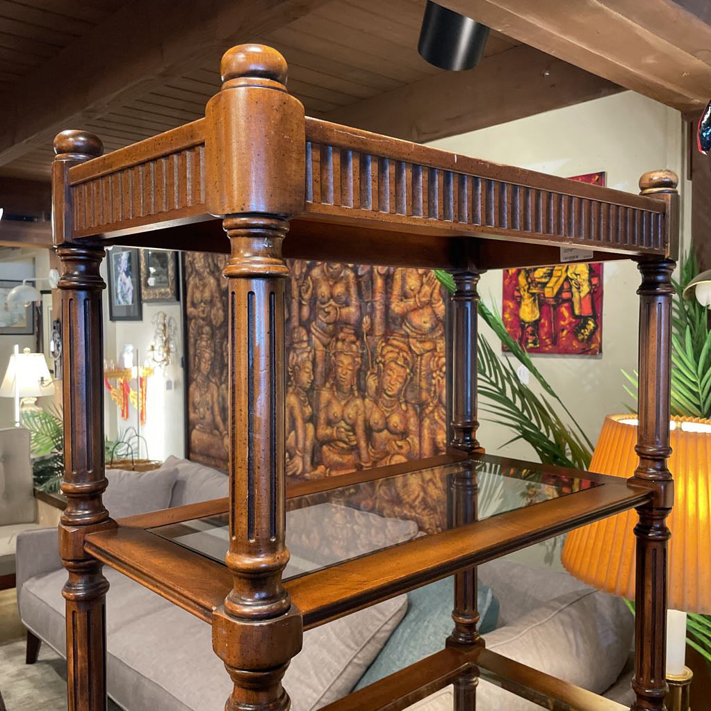 Wooden Bookshelf with Glass Inserts