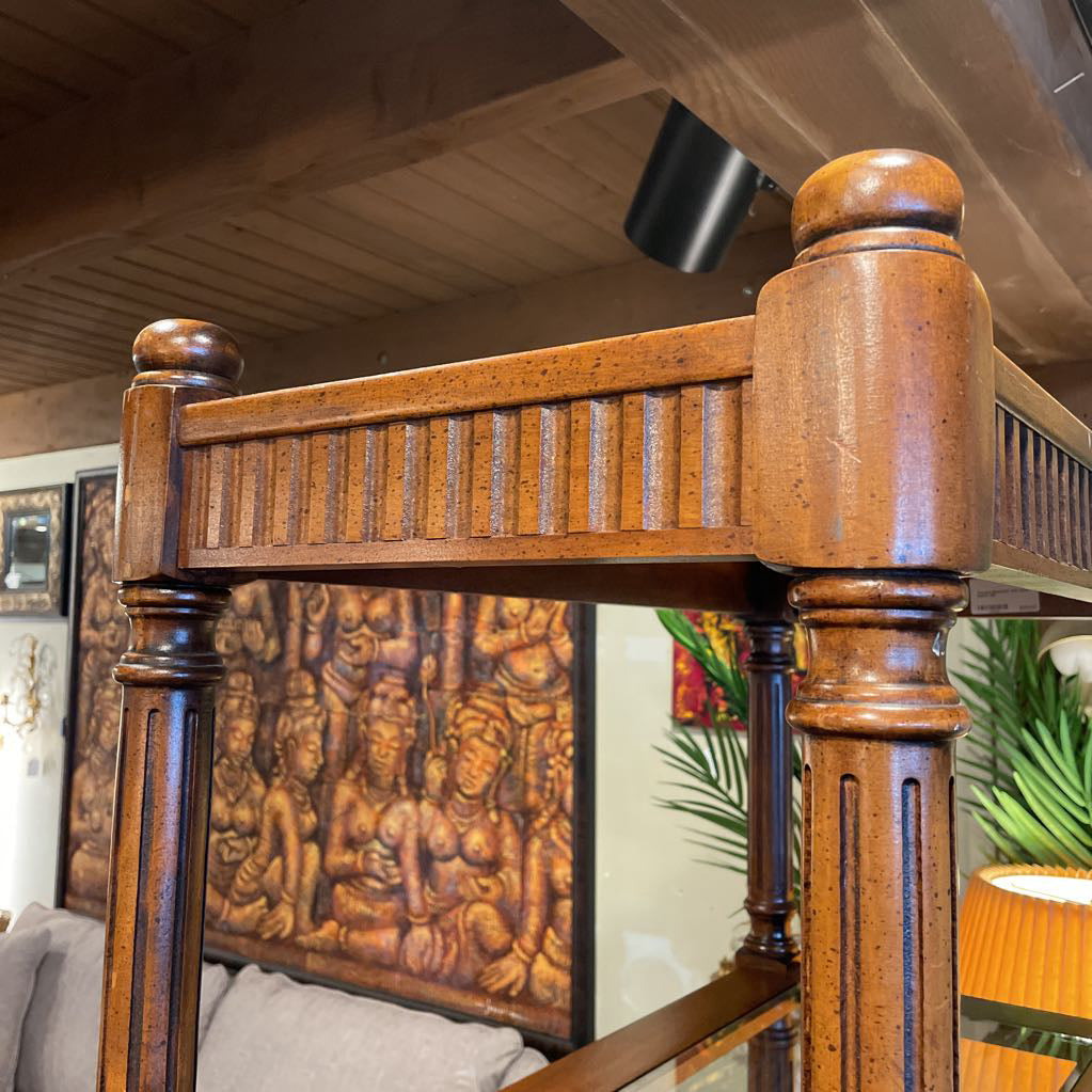 Wooden Bookshelf with Glass Inserts