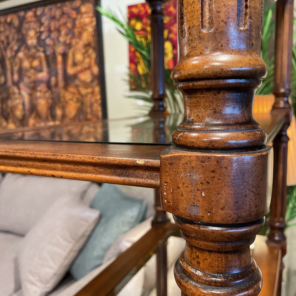 Wooden Bookshelf with Glass Inserts