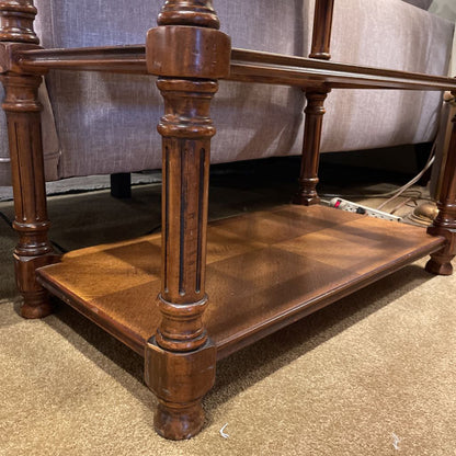 Wooden Bookshelf with Glass Inserts