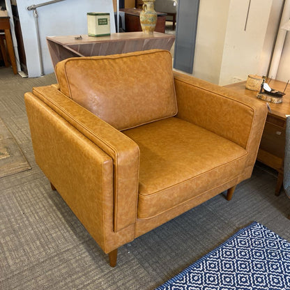 ALBANY PARK Tan Leatherette Contemporary Club Chair