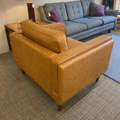 ALBANY PARK Tan Leatherette Contemporary Club Chair