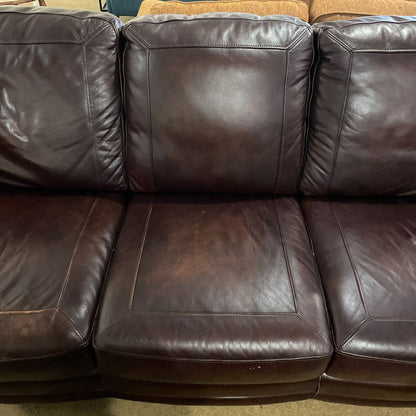 Brown Leather Rolled Arm with Decorative Tacs Brown Sofa