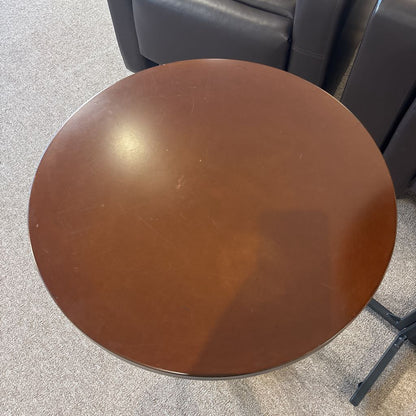 Round Finished Top & Rustic Wine Barrel Leg Side Table