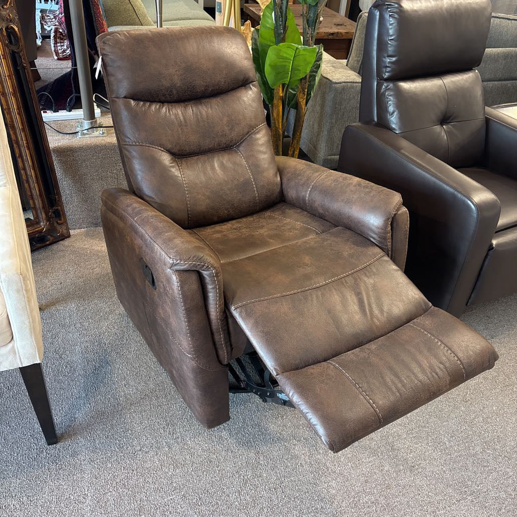 Brown Suede Swivel Rocking Recliner