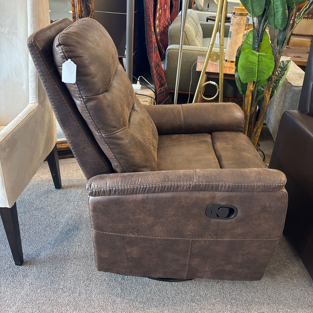 Brown Suede Swivel Rocking Recliner