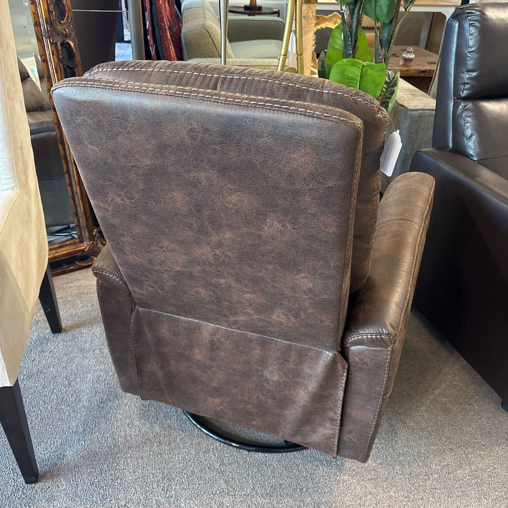 Brown Suede Swivel Rocking Recliner