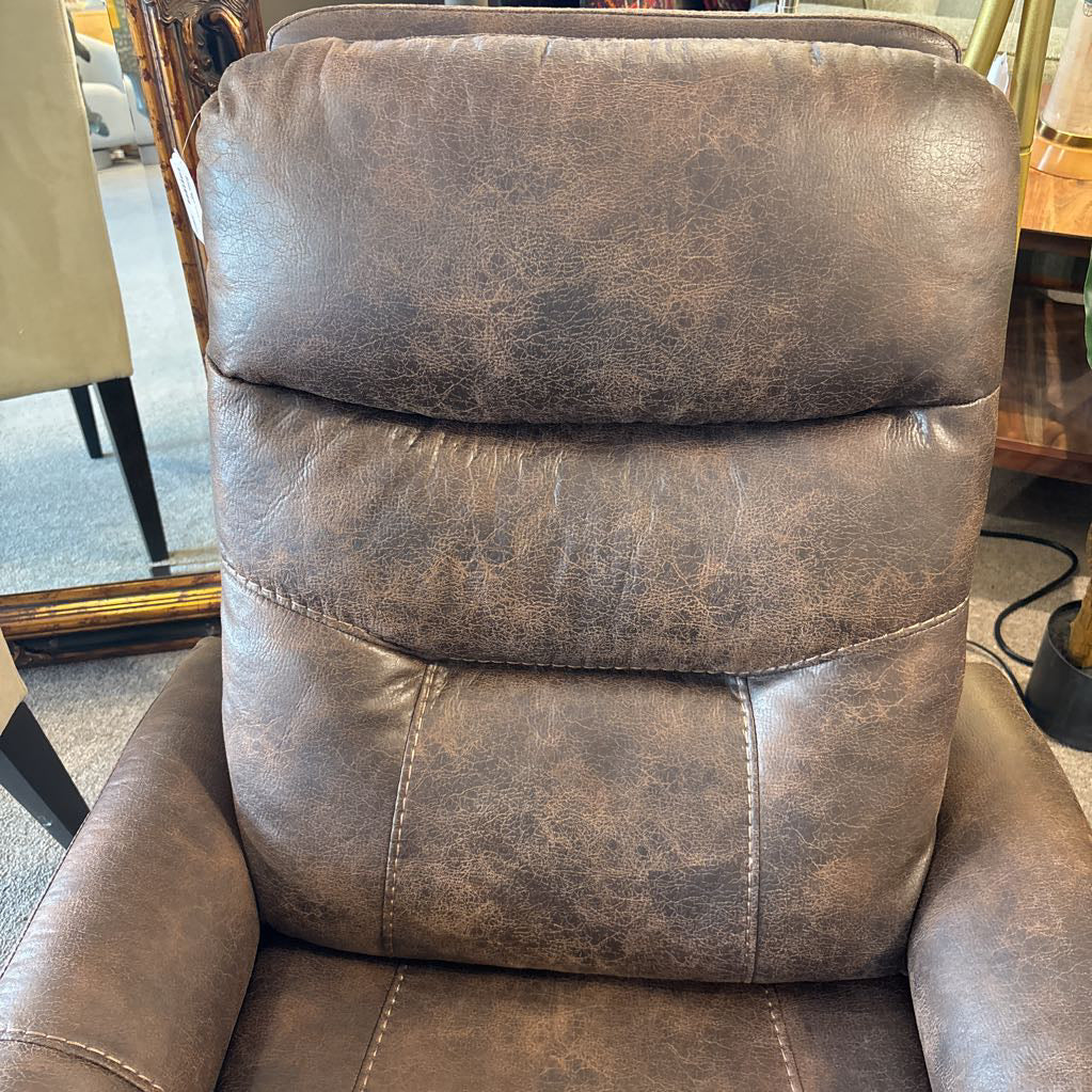Brown Suede Swivel Rocking Recliner