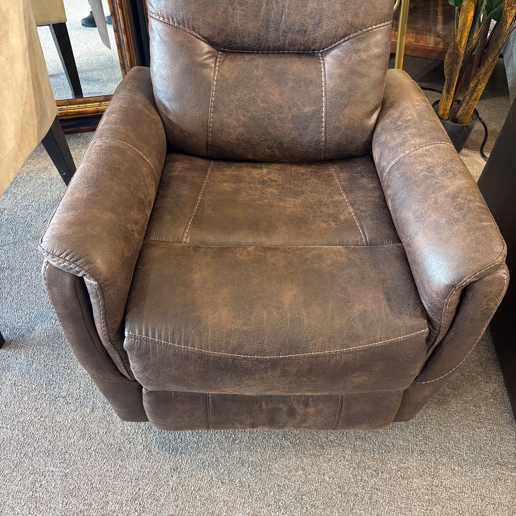 Brown Suede Swivel Rocking Recliner