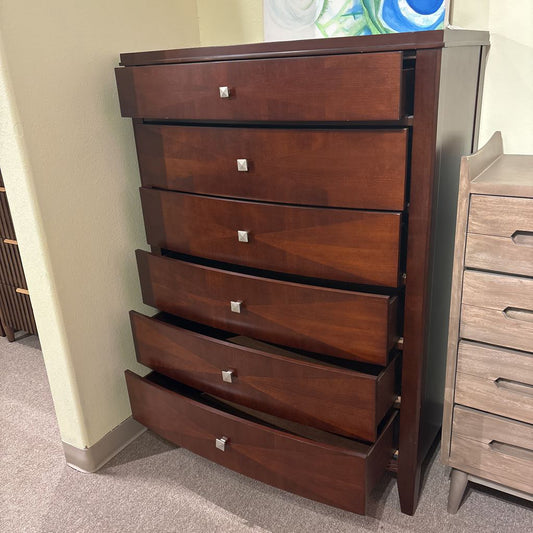 Cherry Wood 5 Drawer Highboy