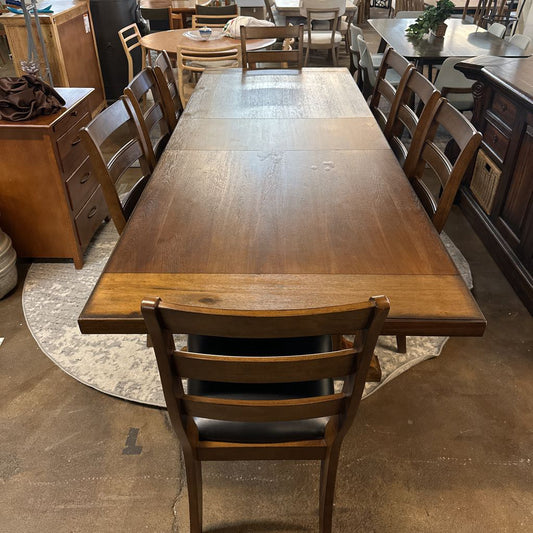 Large Dark Wood Expanding Table with 8 Chairs C DINING TABLES