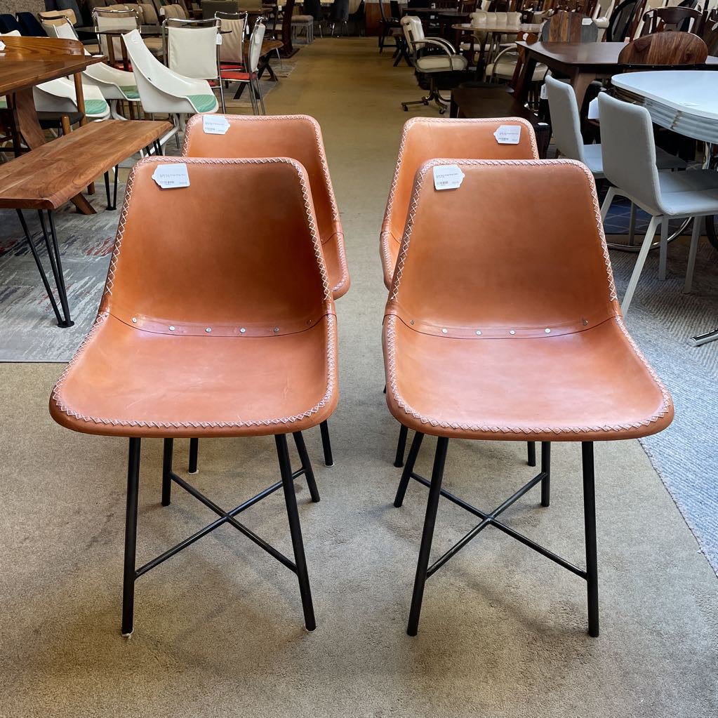Saddle Style Orange Dining Chairs SET of 4 C DINING CHAIRS