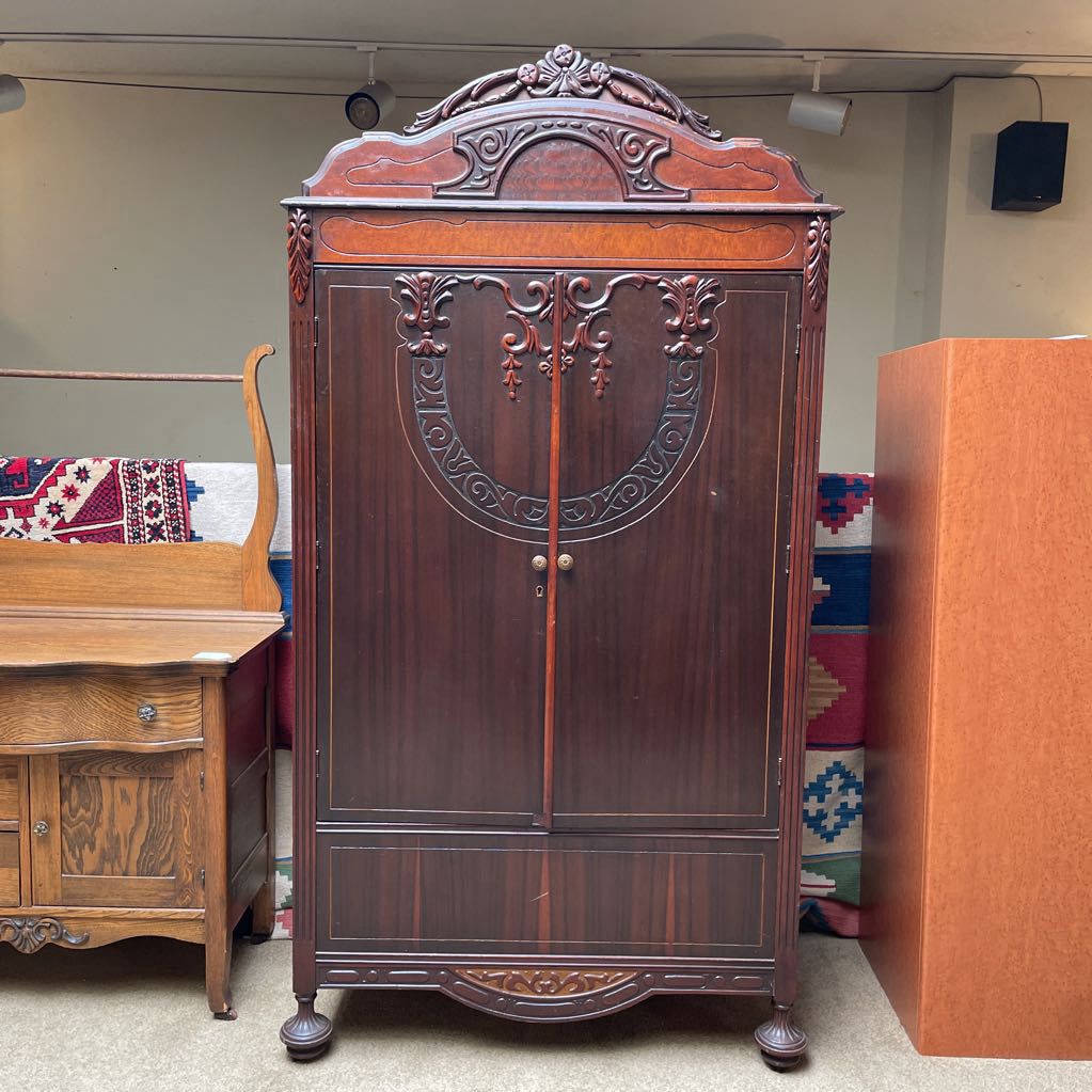 Carved 2 Door Armoire - As Is C CABINETS