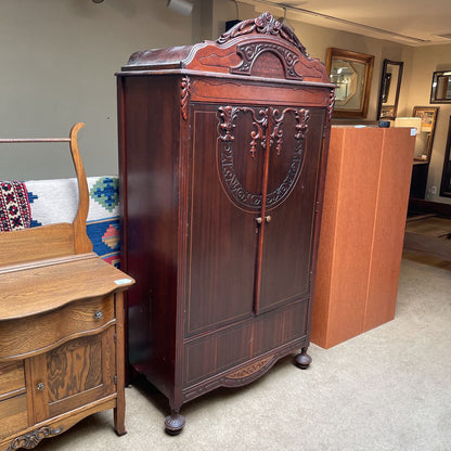 Carved 2 Door Armoire - As Is C CABINETS