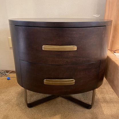 Crate & Barrel Oval Top 2 Drawer Nightstand C NIGHTSTANDS