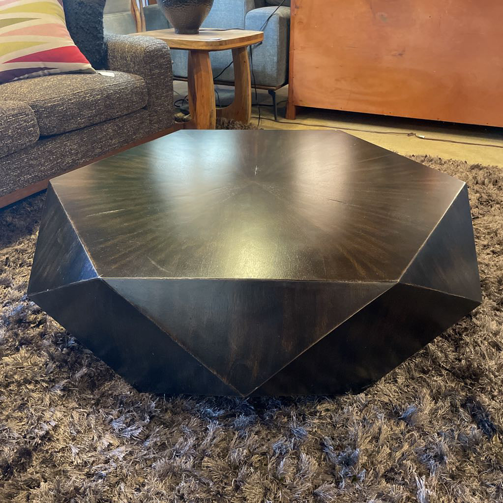 Dark Wood Geometric Coffee Table